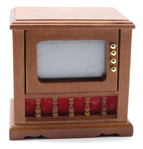 Dollhouse Miniature Television, Walnut